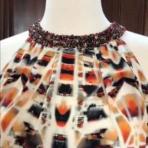 Beautiful silk top with jeweled collar Sz Small